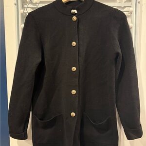 Halston Heritage Black Knit Jacket with Gold Button